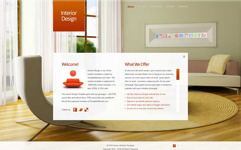 html5全屏大气的室内家具企业单页模板