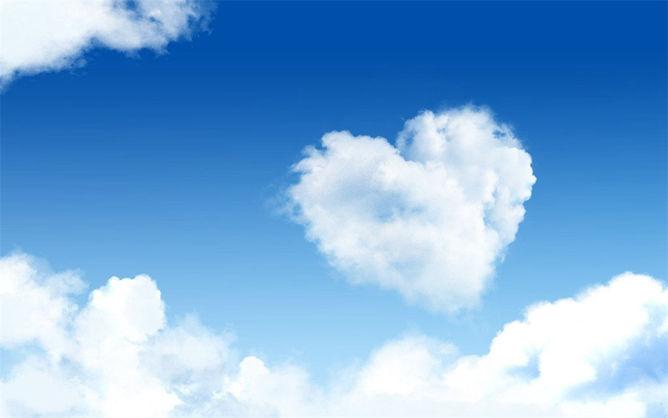 唯美心形白云幻灯片背景