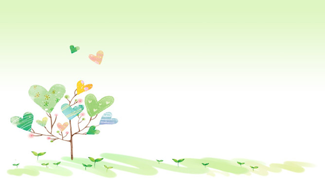 淡雅可爱心形小树ppt背景